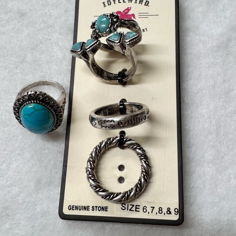 IDYLLWIND-5pcs. Silver w Turquoise Rings